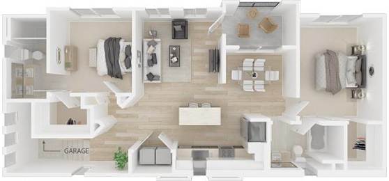 a floor plan of a house with a bedroom and a living room