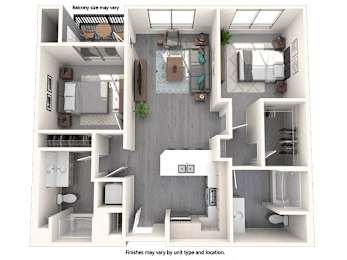 A diagram shows the layout of a small apartment with a kitchen, living room, and bedroom.