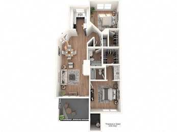 A floor plan of a house with a kitchen, living room, and bathroom.