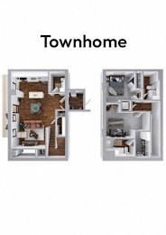A diagram of a townhome with two different floor plans.