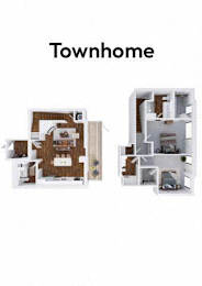 A diagram of a townhome with two different floor plans.