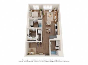  Floor Plan 1 Bed + Den - C6