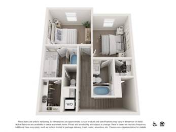 A floor plan of a one bedroom apartment.