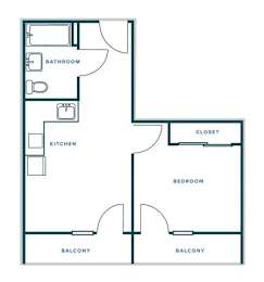 A floor plan of a two-story home with a balcony on each level.