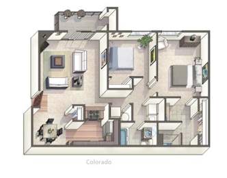 A drawing of a floor plan for a Colorado apartment.