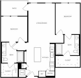 A black and white image of a house floor plan.