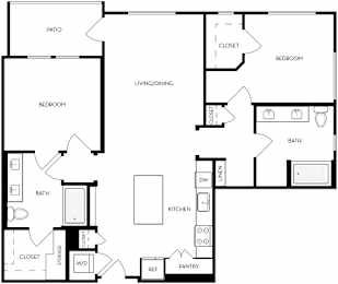 A black and white image of a house floor plan.