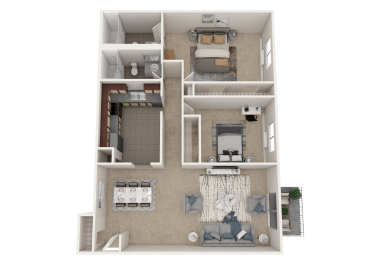 a 3d rendering of a floor plan of a house
