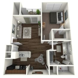a floor plan is shown of a 1 bedroom apartment at The Quarry Alamo Heights, San Antonio, Texas