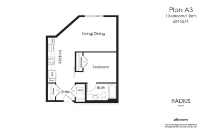 Radius A3 1 Bedroom 1 Bath