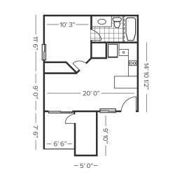 a schematic floor plan of a small house