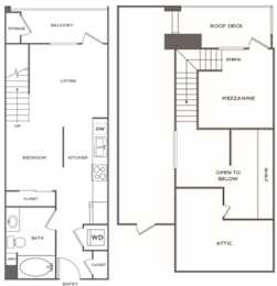 A floor plan of a studio