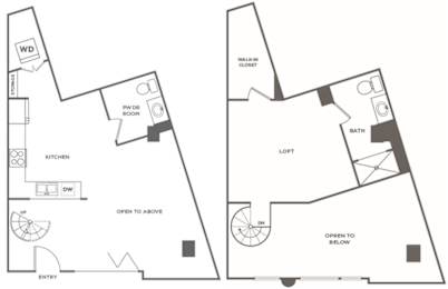 A floor plan of a studio