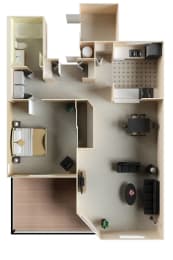 a floor plan of a house with a bedroom and a living room