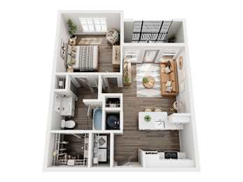 3D floor plan of our A1 unit type
