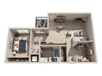 1 Bed Floorplan at Six Oaks Apartments, Washington