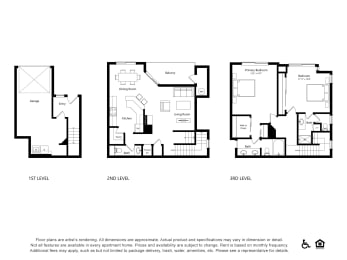three different floor plans of a house  at St. Moritz, Aliso Viejo, CA, 92656