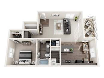A top-down view of a house layout with labeled rooms.