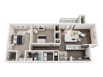 a 3d drawing of a103  1 bedroom  129