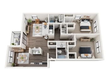 a 2100 sq ft floor plan with a bedroom and a living room