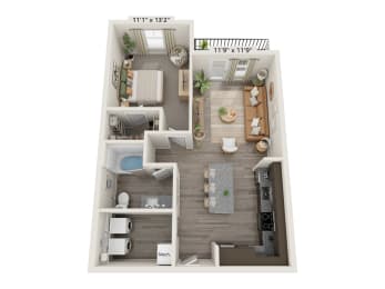 a 1 bedroom floor plan
