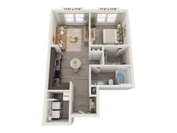 a 1 bedroom floor plan  studio