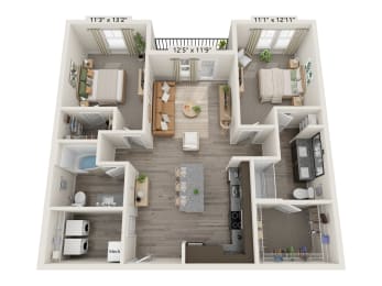 a 2 bedroom192 sq ft floor plan