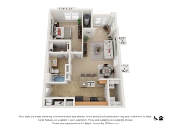 this is a 3d floor plan of a 2100 sq ft apartment