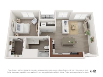 1Bedroom 1Bathroom Floor Plan at The Heights at Legend Hills, Clearfield, Utah