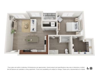 1Bd 1Ba Floor Plan at The Heights at Legend Hills, Utah, 84015
