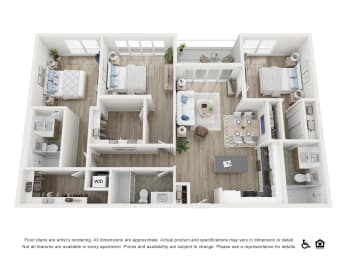 Two Bedroom Floor Plan  at The LC, Los Angeles, CA