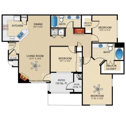 a floor plan of a home with bedrooms and a living room