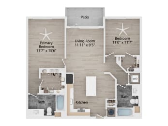 a floor plan of a living room and a bedroom