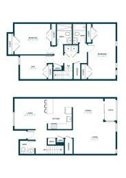 a floor plan of a home with two different views of it