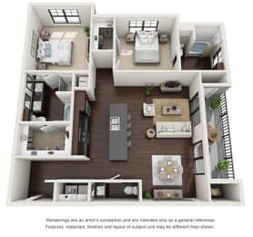 a 2 bedroom192 sq ft floor plan
