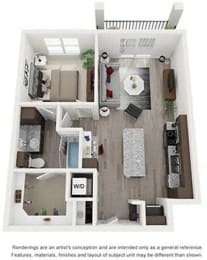 1 Bed Floorplan at The Gregory Apartments, Porter, TX