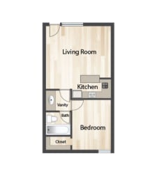 Urban 188 1 Bedroom Floor Plan at Crosstown Phoenix, Phoenix, 85015