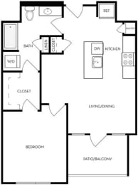 1 Bed Floorplan at Upper West, West Jordan, 84088