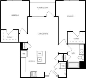2 Bed Floorplan at Upper West, Utah, 84088