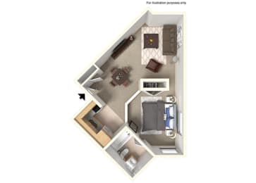 3d floorplan at Village Square, La Jolla, 92037