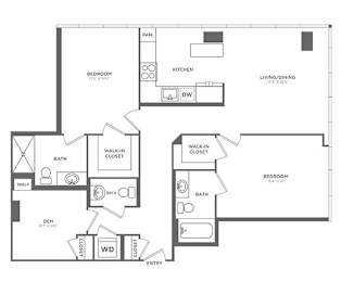 A black and white image of a floor plan for a house.