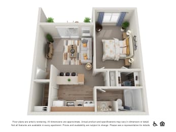 1 Bed 1 Bath Floor Plan at Veri at Timberhill, Corvallis, 97330