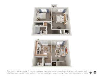 Combined view of 2x1 Townhome  at Veri at Timberhill, Corvallis, OR, 97330