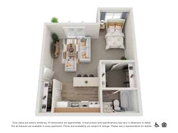 Studio Floor Plan at Veri at Timberhill, Corvallis, OR