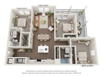 a 1 bedroom floorplan with a bathroom and a living room