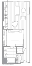 One bedroom one bathroom  at Kinley West LA, Los Angeles, CA