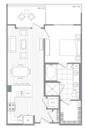 One bedroom one bathroom C  at Kinley West LA, California