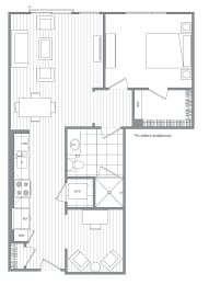 One bedroom one bathroom E  at Kinley West LA, Los Angeles, CA