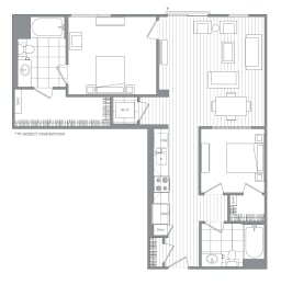 Two bedroom Two bathroom A  at Kinley West LA, Los Angeles, California
