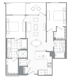 Two bedroom Two bathroom B  at Kinley West LA, California
